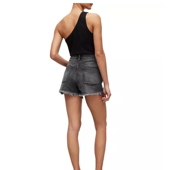 All Saints Women's Black Distressed Denim Shorts - Picture 3 of 6